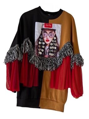 🆕 SAY Black and Brown Color Block Mock Neck Sweater🤎